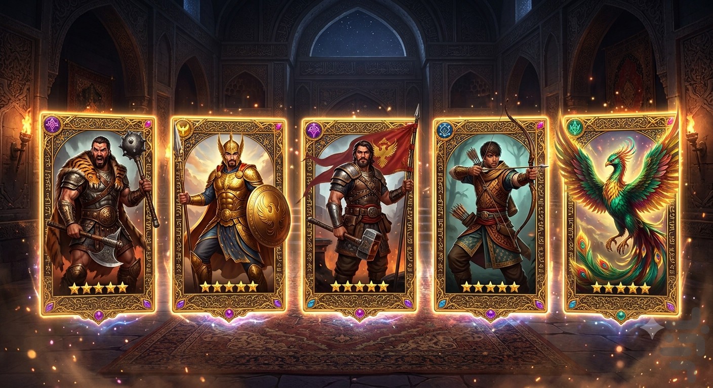 A row of hero cards